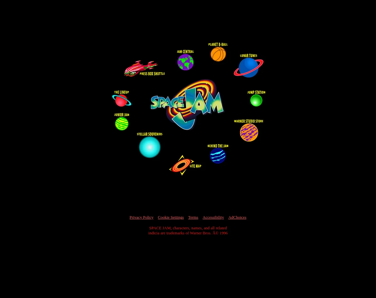 Space Jam: the original movie website restored locally from the downloaded ZIP